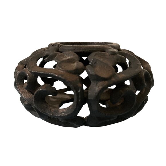 Ornate Cast Iron Decorative Candle Holder - Picture 7 of 9